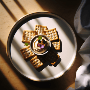 Crackers with Hummus recipe photo